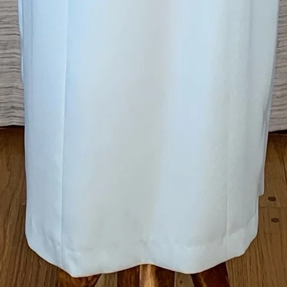 Peak Evenings Sky Blue Sleeveless Formal Evening Gown With Mesh Midriff. - Picture 5 of 15